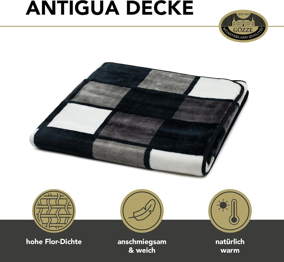 Gözze - Weiche Kuscheldecke, Cashmere Feeling, Hohes Stoffgewicht 500 g/m², Antigua, 150 x 200 cm -