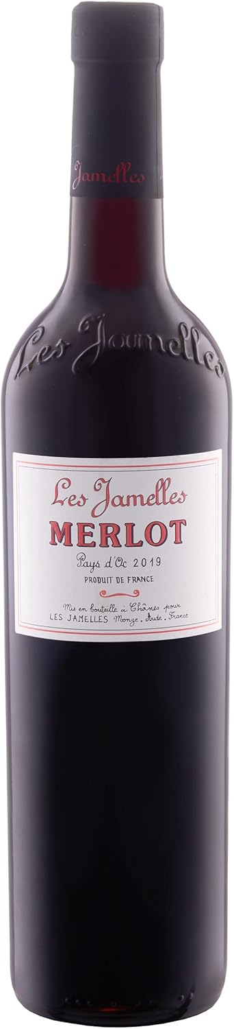 BRUBAKER Geschenkset Weinset mit 1 Flasche Rotwein Jahrgang 2019 Les Jamelles Merlot - in Weinkiste