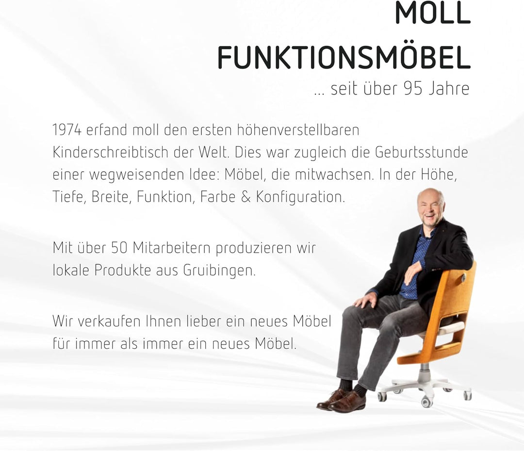moll Sprinter Side Top, Tisch-Erweiterung in die Breite, seitliche Ablagemöglichkeit, Weiss, Holzwer
