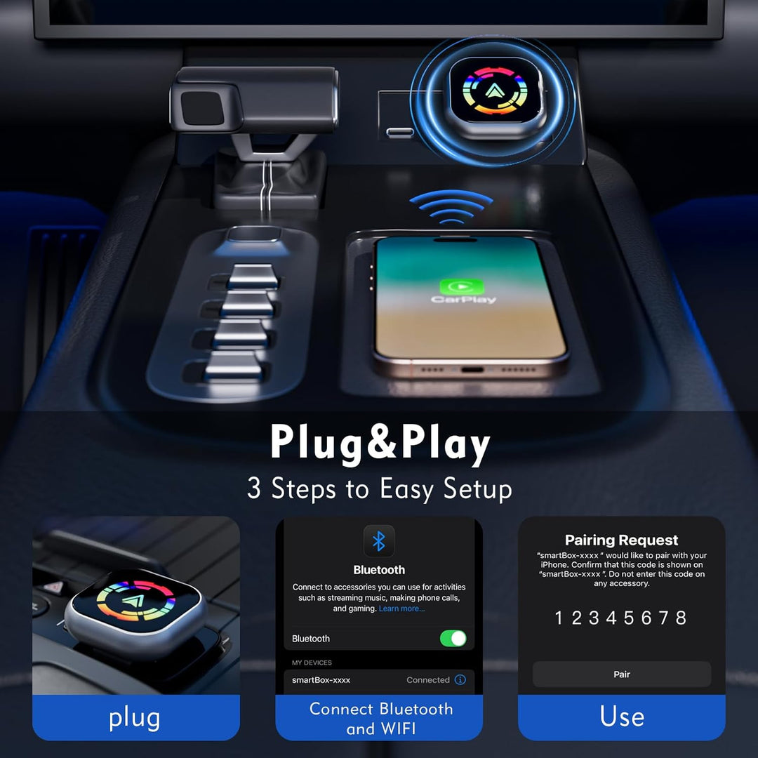 Wireless Carplay Adapter, 2 in 1 Android Auto&amp;Carplay Wireless Adapter, Upgrade auf kabelloses CarPl