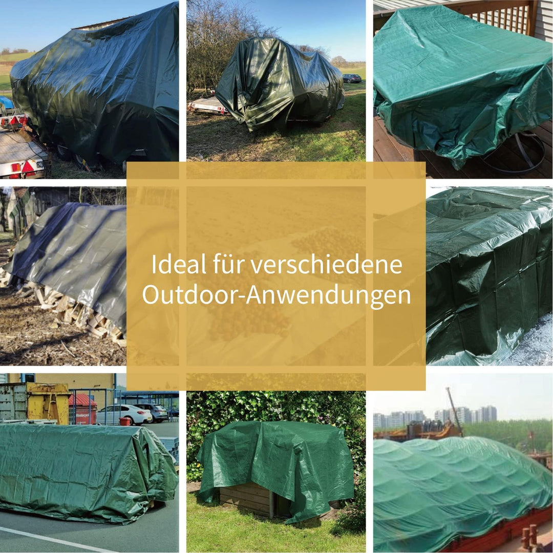 GUARD SHIELD Abdeckplane mit Ösen Wasserdicht 4m x 8m Grün Plane Gewebeplane 160g/㎡ Schutzplane Allz