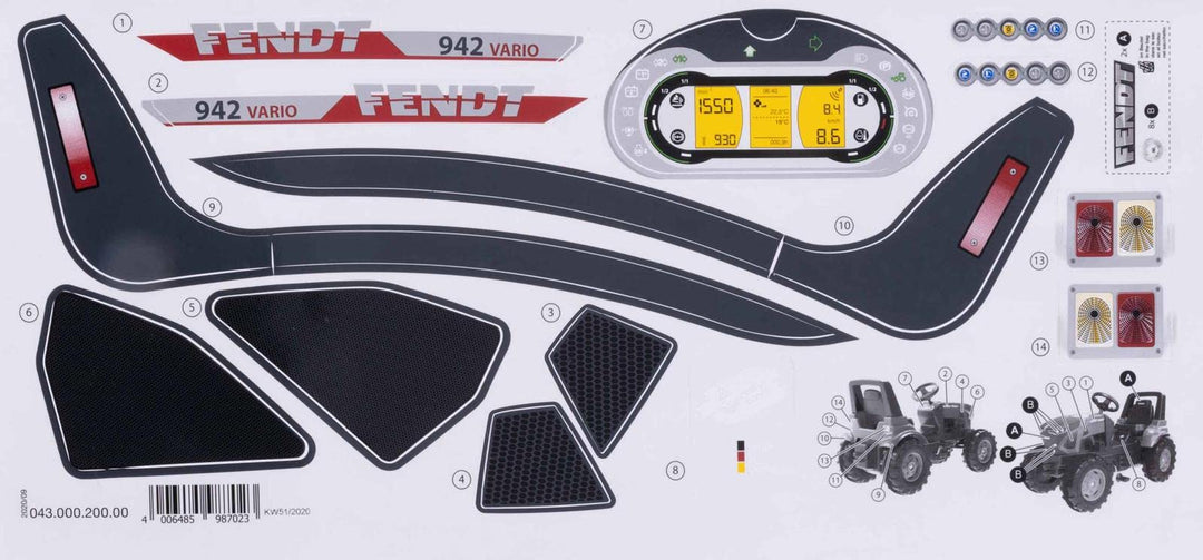Rolly Toys Aufkleber Fendt 942 Vario