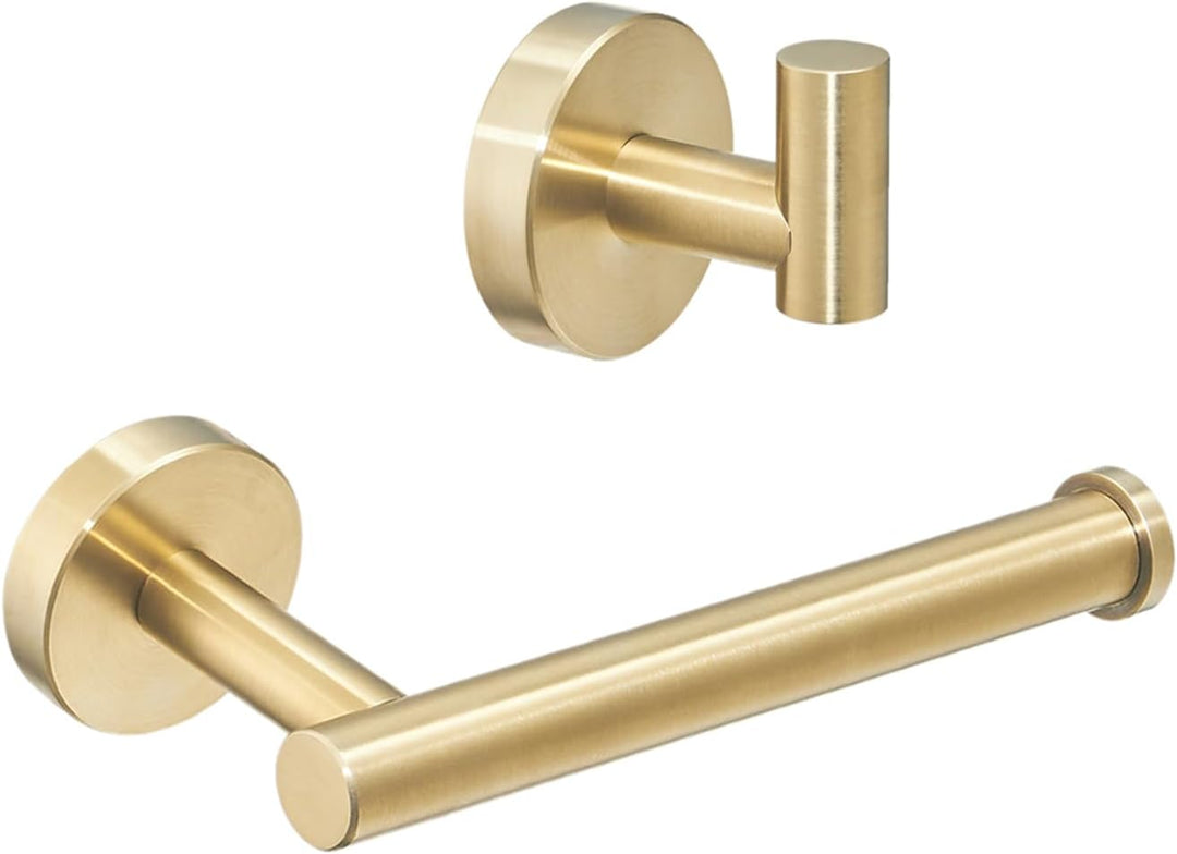 Leekayer Gebürstet Goldene Klopapierhalter,Handtücher Haken 2 Stück Badezimmer,Bad Accessoires,Wandm