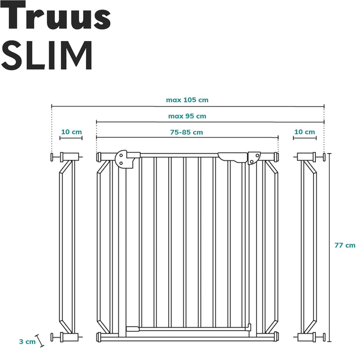 LIONELO Truus Slim Kinderschutzgitter Sicherheit ohne Bohren, Doppeltes Sicherheitssystem, Verstellb