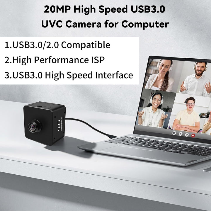 ELP 5K USB 3.0 Industriekamera,20 MP Webcam (5120 x 3840 Pixel),85°-Weitwinkelobjektiv ohne Verzerru