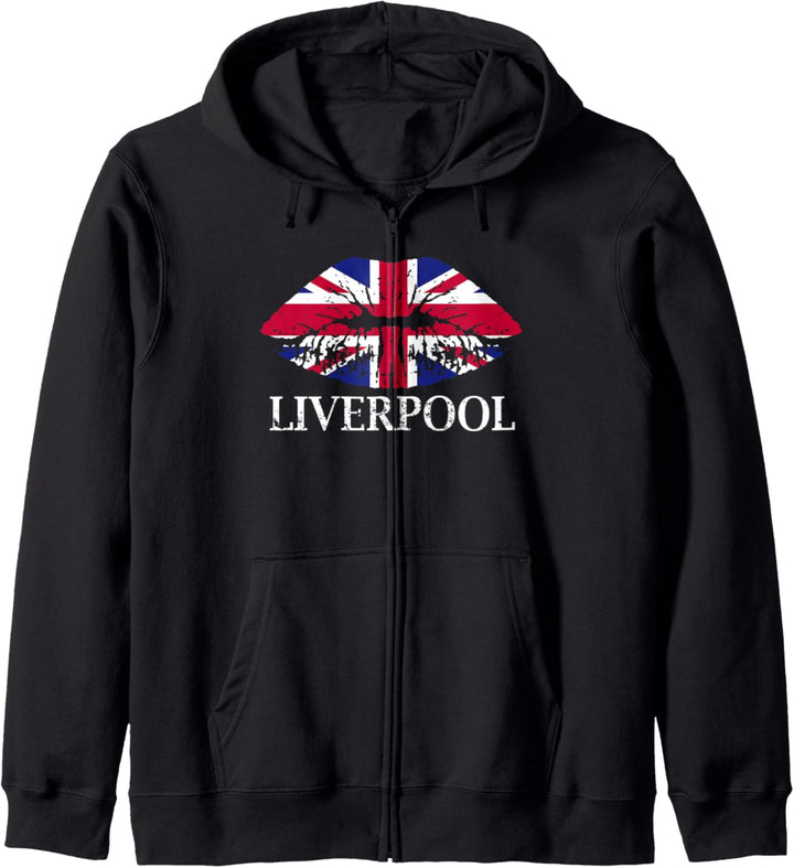 Liverpool England British Flag Lips Kapuzenjacke