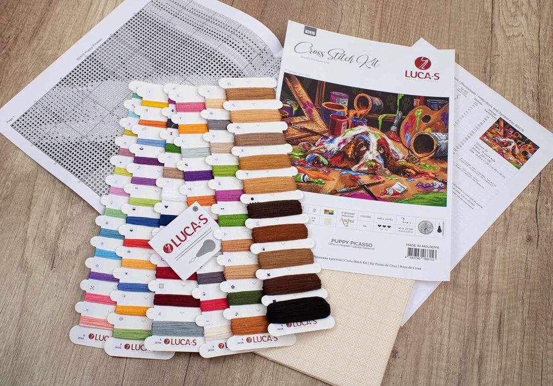 Lucas Kreuzstich-Set, Motiv: Welpe Picasso, B2415