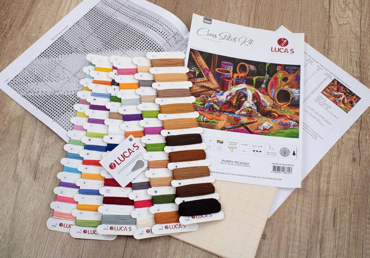 Lucas Kreuzstich-Set, Motiv: Welpe Picasso, B2415