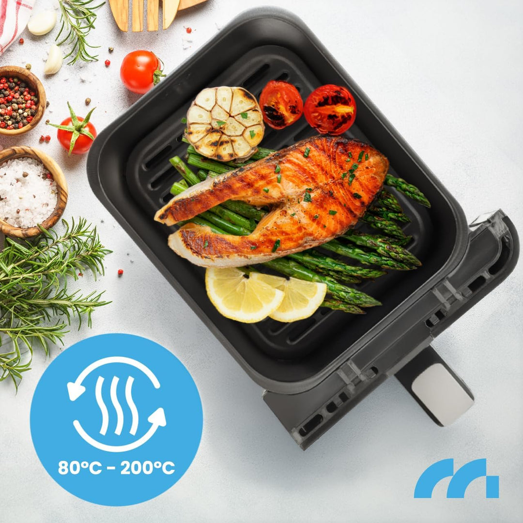MalTec Heissluftfritteuse XL 2 kammern mit Sichtfenster, 10L Airfryer, Touchscreen, 2800 Watt, 10 Pr
