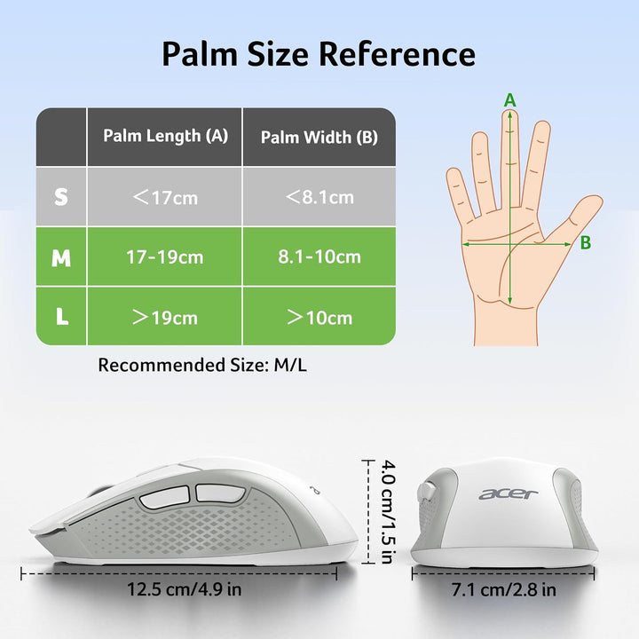 Acer Maus Kabellos 4000 DPI, Wireless Mouse 2,4Ghz Weiss, Weiss