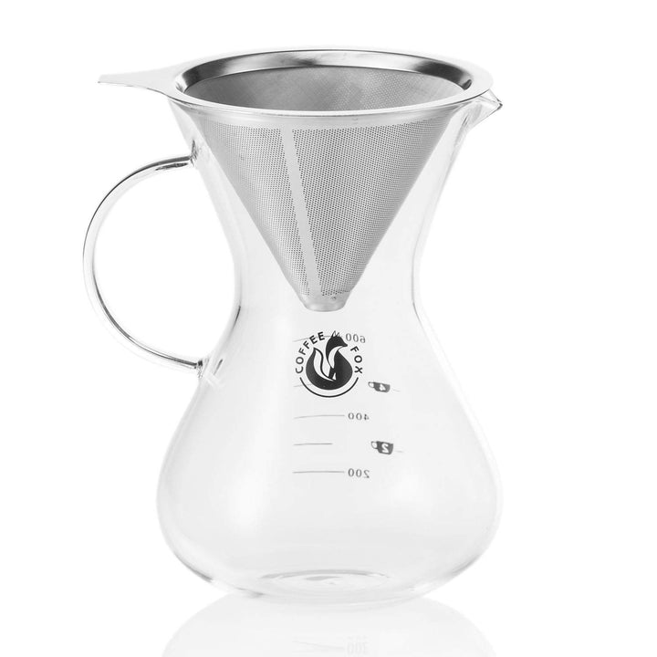 Coffee Fox® Kaffeebereiter Pour Over &amp; Cold Brew – 650 ml Glas Standard mit Griff, Standard mit Grif