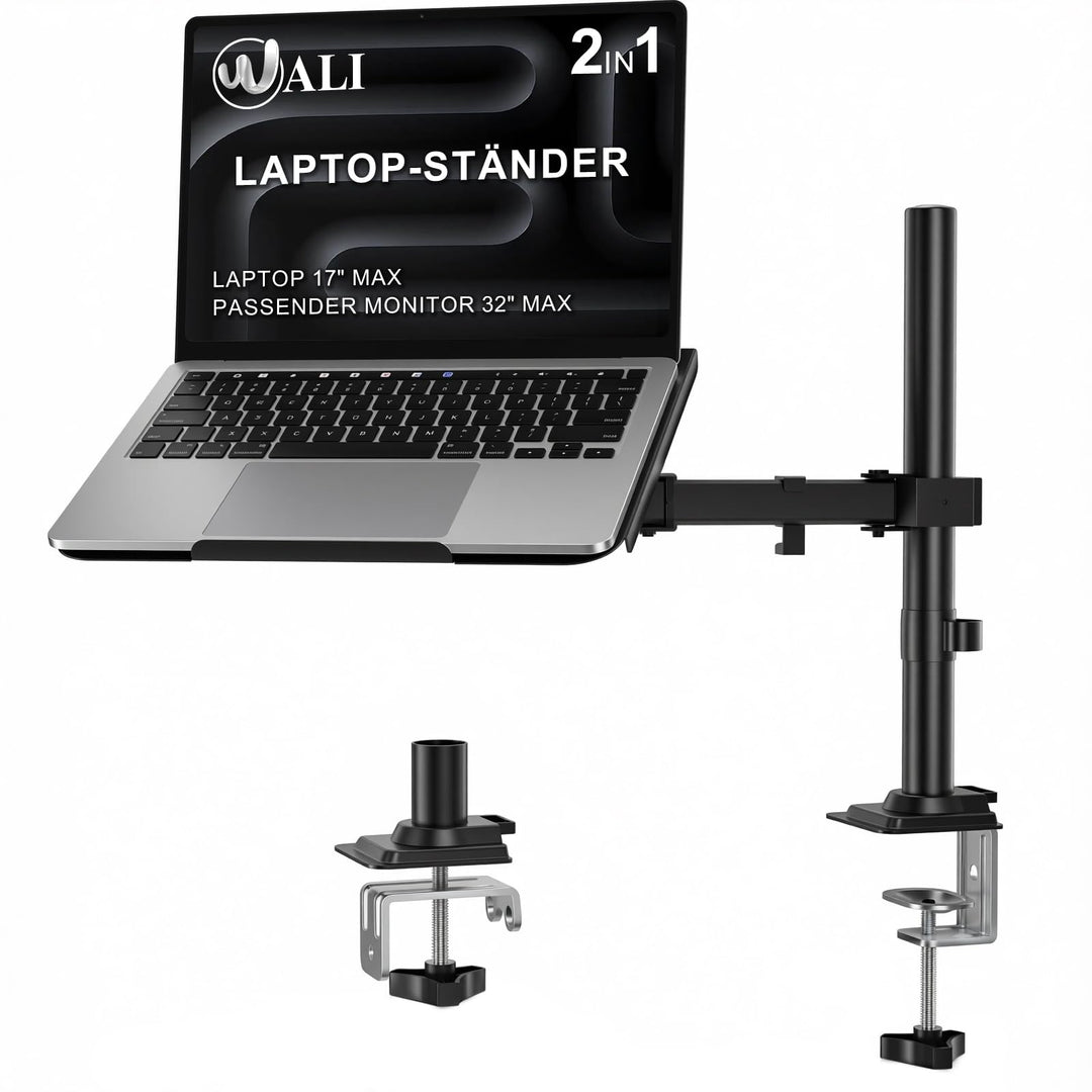 WALI Laptopablage Schreibtischhalterung für 1 Laptop Notebook bis 17 Zoll, voll verstellbar, 10 kg K