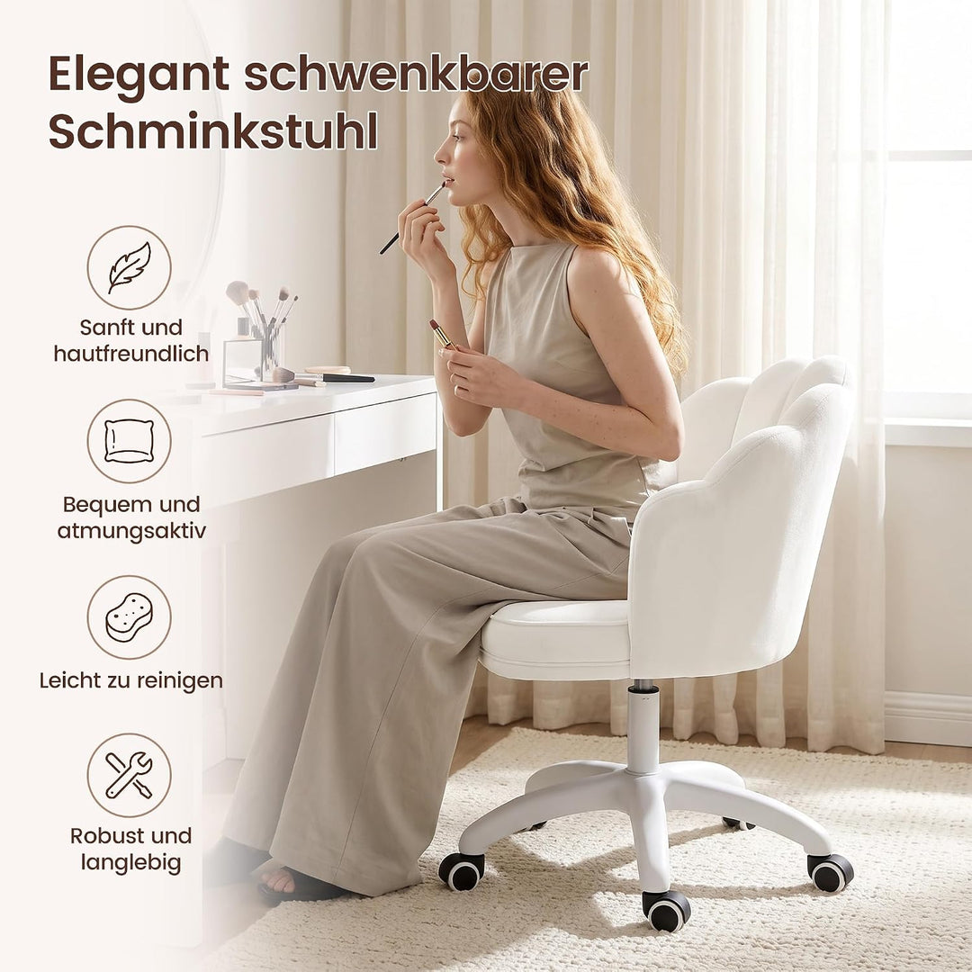 Hawthyhome Schminktisch Stuhl mit Samtbezug &amp; Kopfkissen, Beige Abgerundet Beige, Abgerundet Beige
