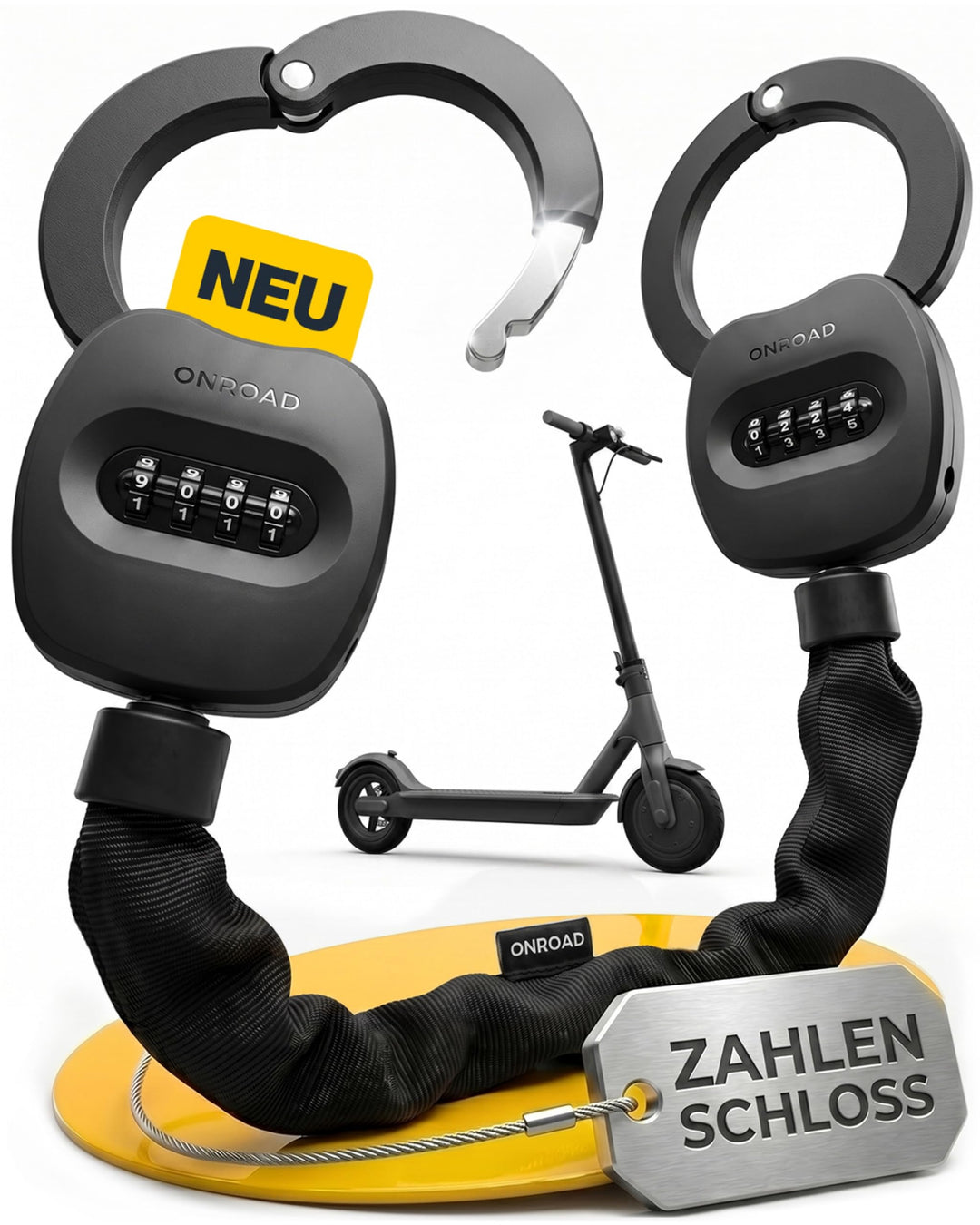 E-Scooter Schloss mit Tasche SNAPSAFE - E-Roller Schloss mit Zahlencode inklusive Recovery Funktion