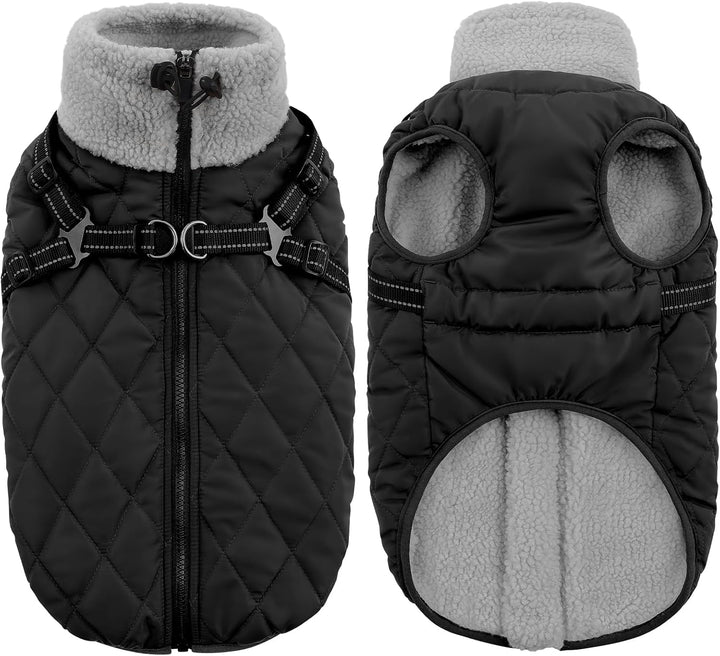 Queenmore Wintermantel Hund mit Geschirr Hundemantel Wasserdicht S schwarz, S schwarz