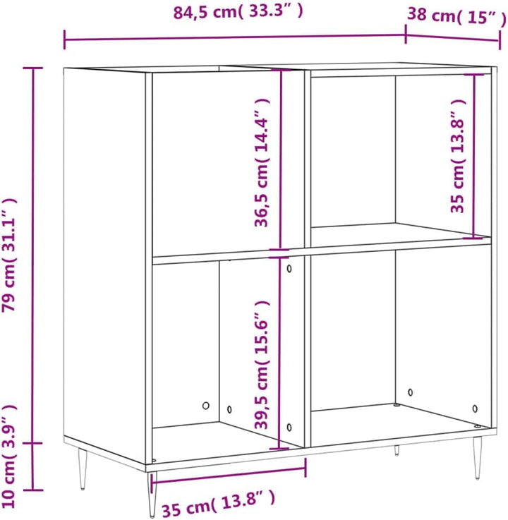 vidaXL Plattenschrank, Schallplattenschrank mit viel Stauraum, Plattenspieler Schrank für Wohnzimmer