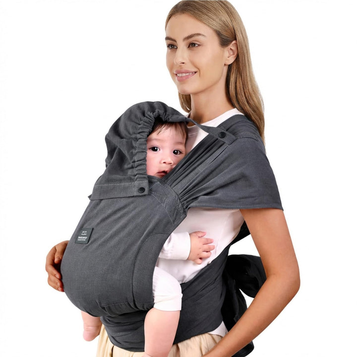 Bebamour Babytrage für Neugeborene, verstellbar, Einheitsgrösse, einfach anzulegen,Grey, Grey