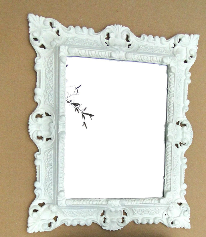 Wandspiegel WEIss mit Konsole Barock Antik 45x38 Flurspiegel Badspiegel mit Ablage Wanddeko Prunkspi