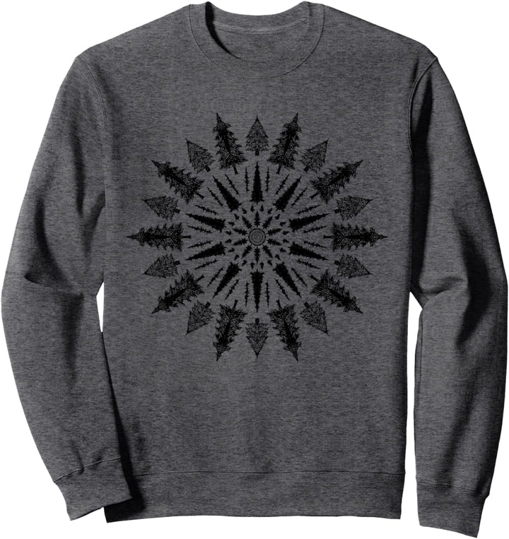 Retro Pine Trees Mandala Minimalist Nature Graphic Sweatshirt