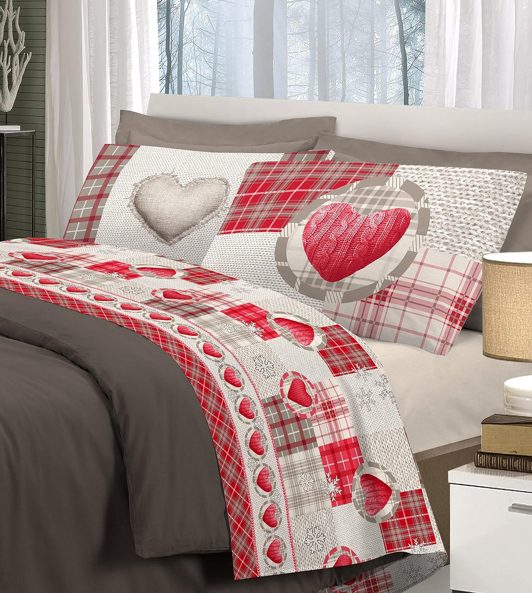 PENSIERI DELICATI Bettwäsche-Set für Ehebett aus 100% Baumwolle, Bettwäsche für Doppelbett 180x200 i