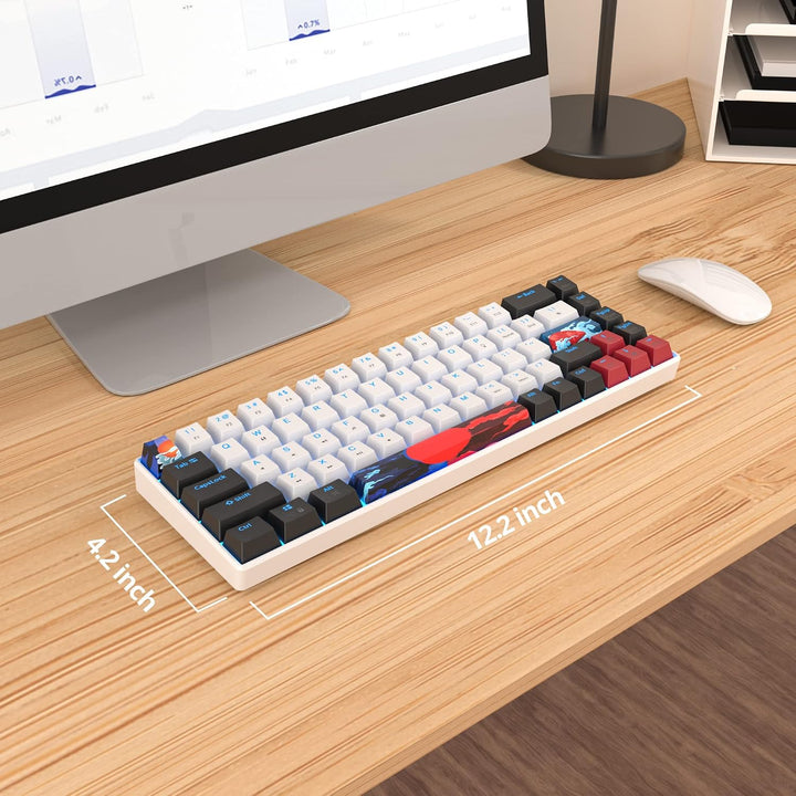 Ussixchare 60 % Gaming-Tastatur, 68 Tasten, mechanische Tastatur, LED-Hintergrundbeleuchtung, kompak
