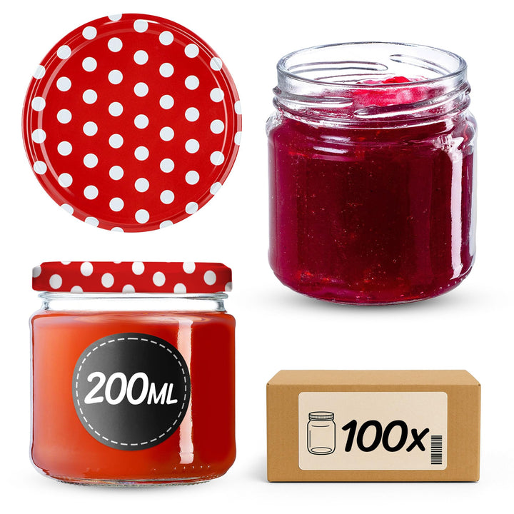 KADAX 100er Set Einmachgläser 200ml TO66, Marmeladengläser Vorratsgläser Mason Jar mit Schraubdeckel