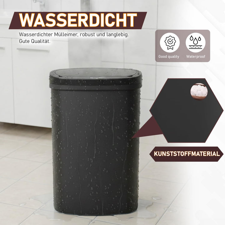 FDW Küchenmülltonne mit Sensor &amp; Deckel | Kunststoff | 50L | Schwarz Kunststoff Schwarz, Kunststoff