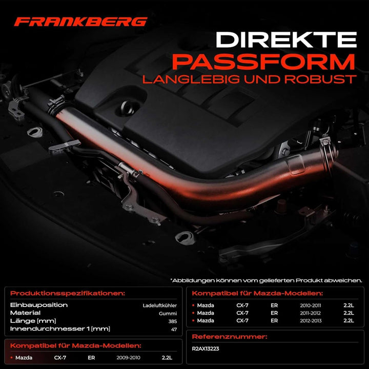 Ladeluftschlauch Turboschlauch ohne Halteklammer für CX-7 ER 2.2 MZR-CD AWD 2009/07-2013/03 R2AX1322