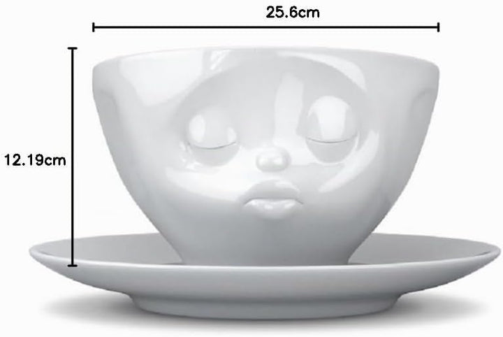 FIFTYEIGHT PRODUCTS Kaffeetassen 2er Set + Servietten, 200 ml, KÜSSEND+GLÜCKLICH