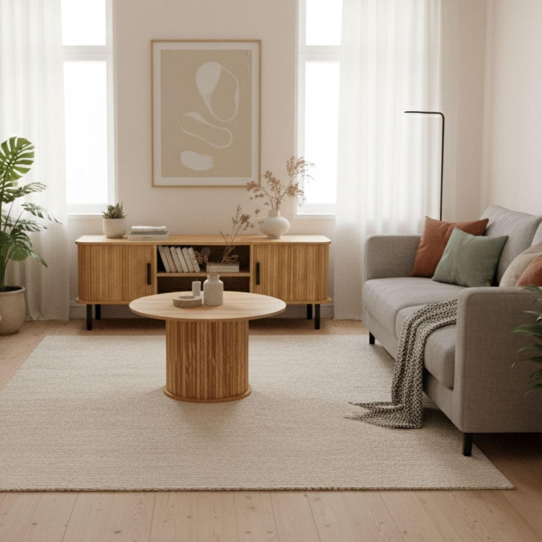Gerippter Couchtisch, 70 x 40 cm, MDF-Holz