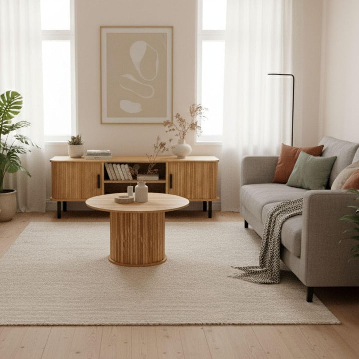 Gerippter Couchtisch, 70 x 40 cm, MDF-Holz