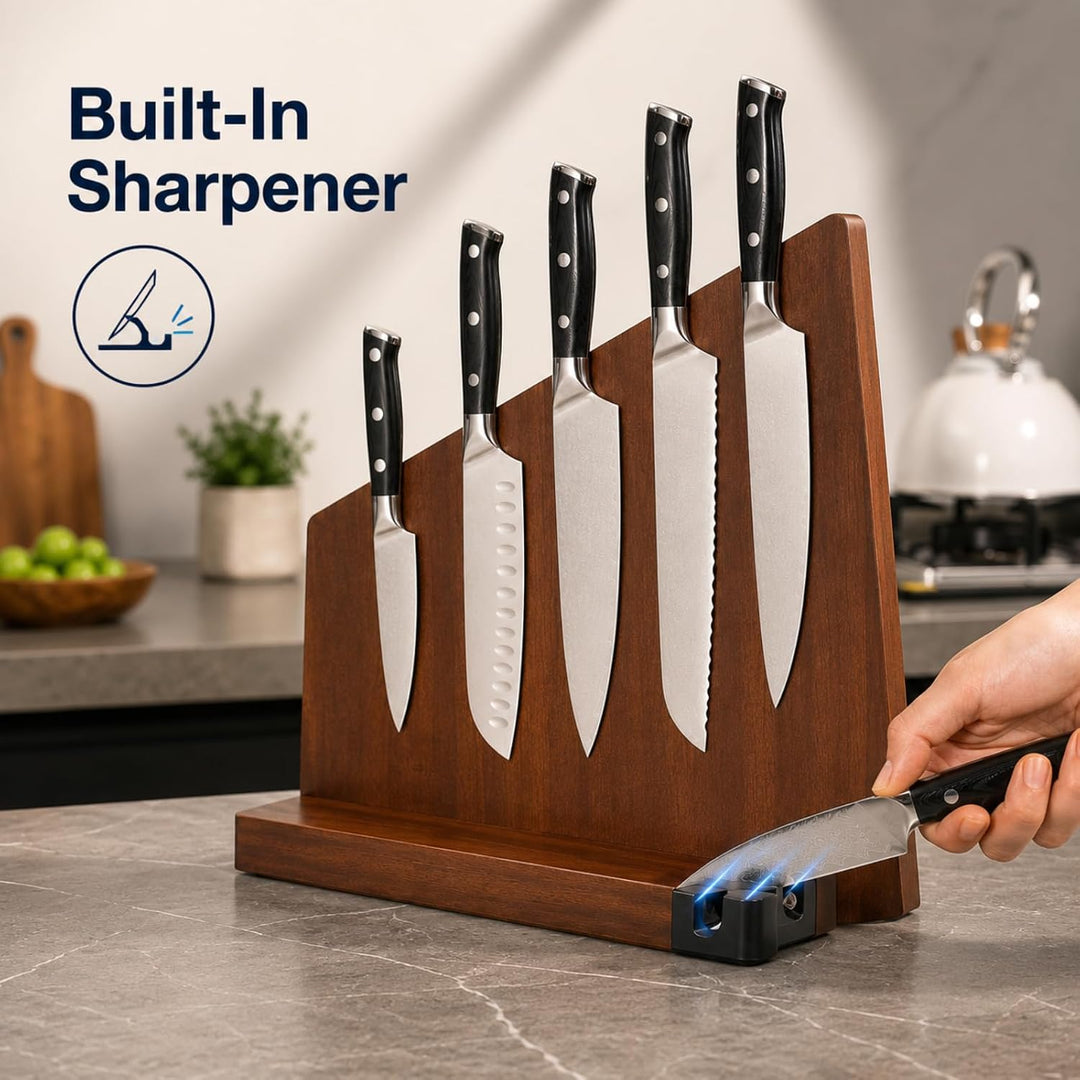 Magnetischer Messerblock ohne Messer aus Akazienholz, doppelseitiger Messerhalter mit starkem Neodym