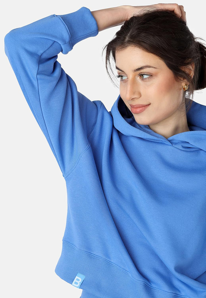 Bellivalini Kapuzenpullover Damen Sportanzug Oberteil Jogging Pullover BLV208 S Blau, S Blau