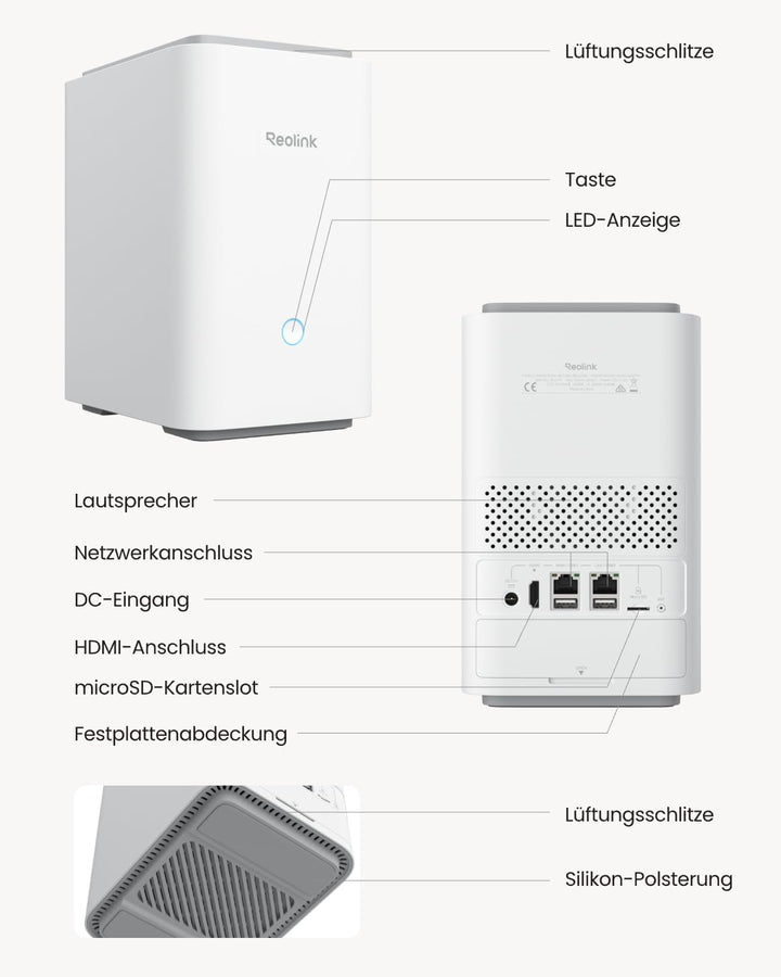 Reolink Lokalspeicher für Überwachungskamera, Bis zu 16TB HDD (Nicht inkl.)