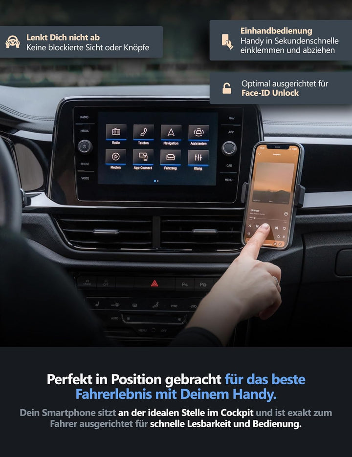 Premium Handyhalterung speziell für VW T-ROC (Facelift 2022) – Der ideale Handyhalter für Dein Auto