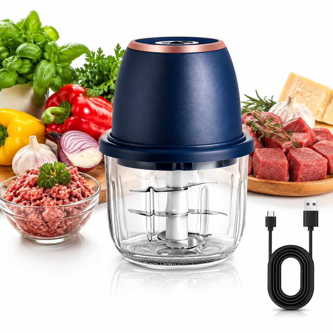 Elektrischer Zerkleinerer 350ml, USB-C, 6 Klingen für Fleisch &amp; Gemüse