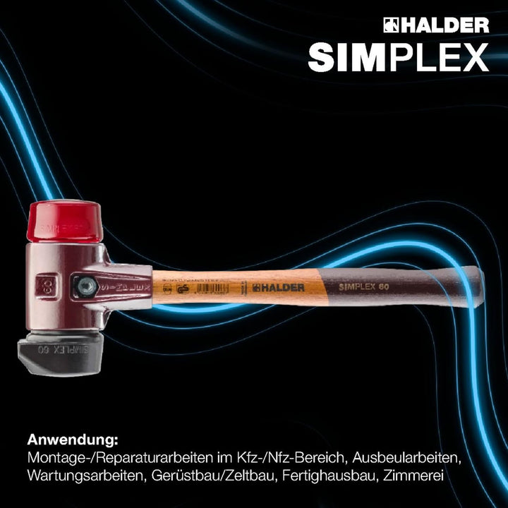 SIMPLEX-Schonhammer, Gummikomposition, mit Standfuss/Plastik; mit Tempergussgehäuse und hochwertigem