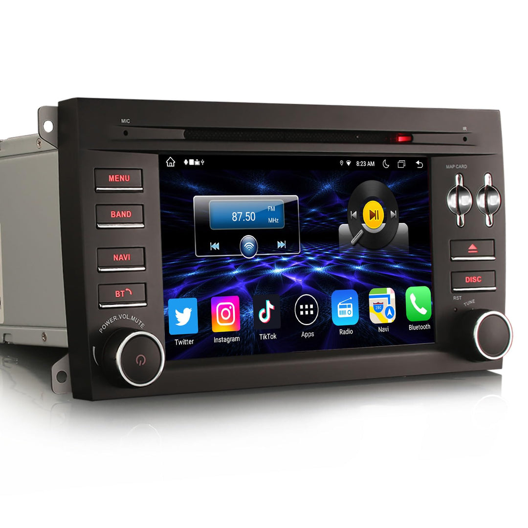 Erisin 7 Zoll Android 11.0 Autoradio mit GPS Navi für Porsche Cayenne Unterstützt Wireless CarPlay C