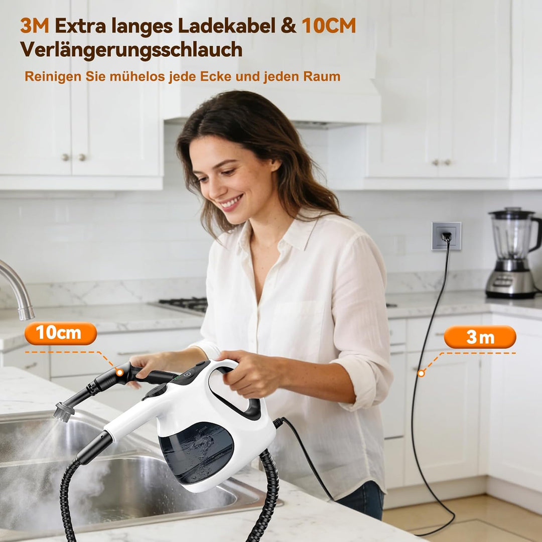 5S Aufheizzeit Dampfreiniger Handgerät, Hand Steam Cleane Weiss, Weiss