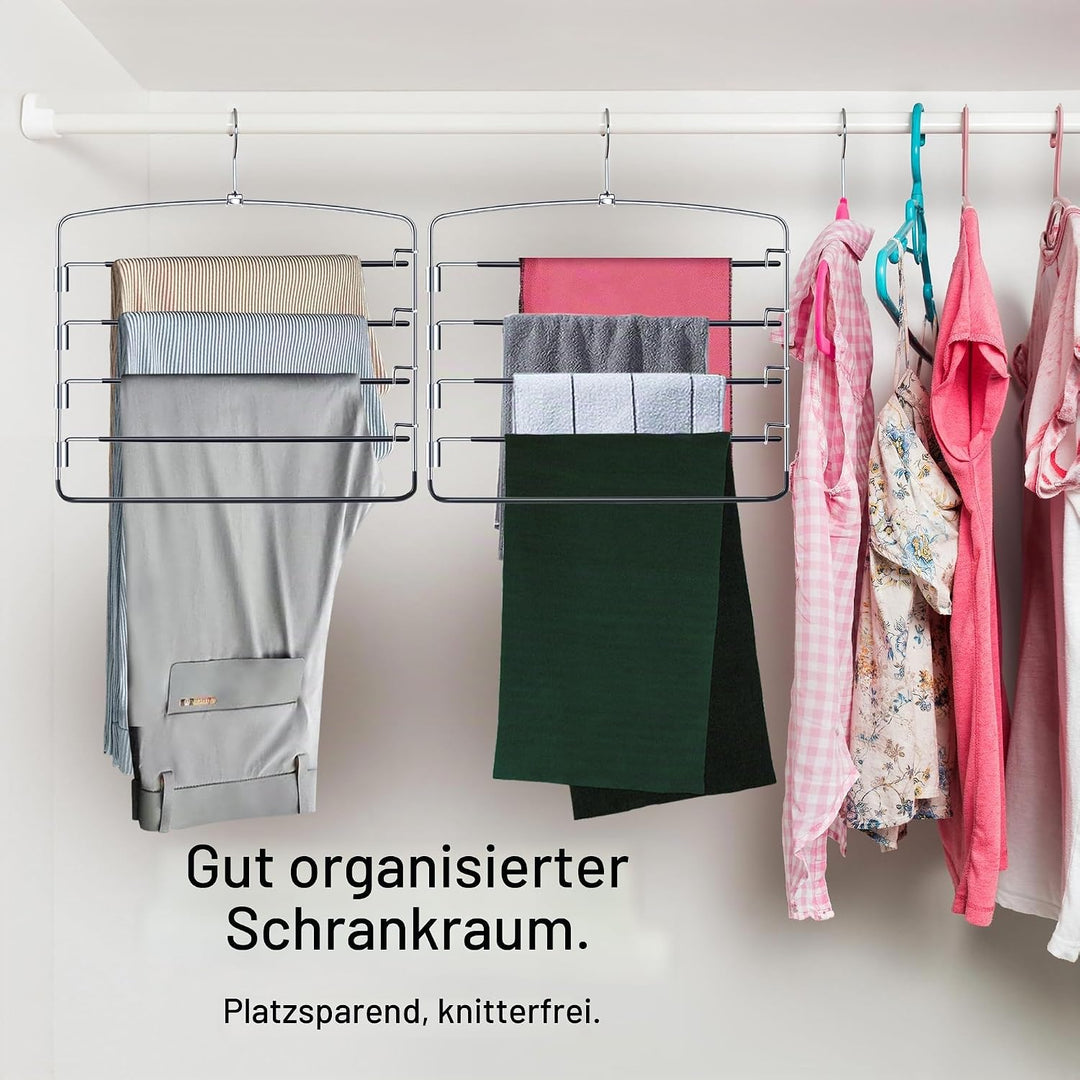 Hosenbügel Platzsparend 3er Set, 5 Ebenen &amp; 4 Drehbare Arme