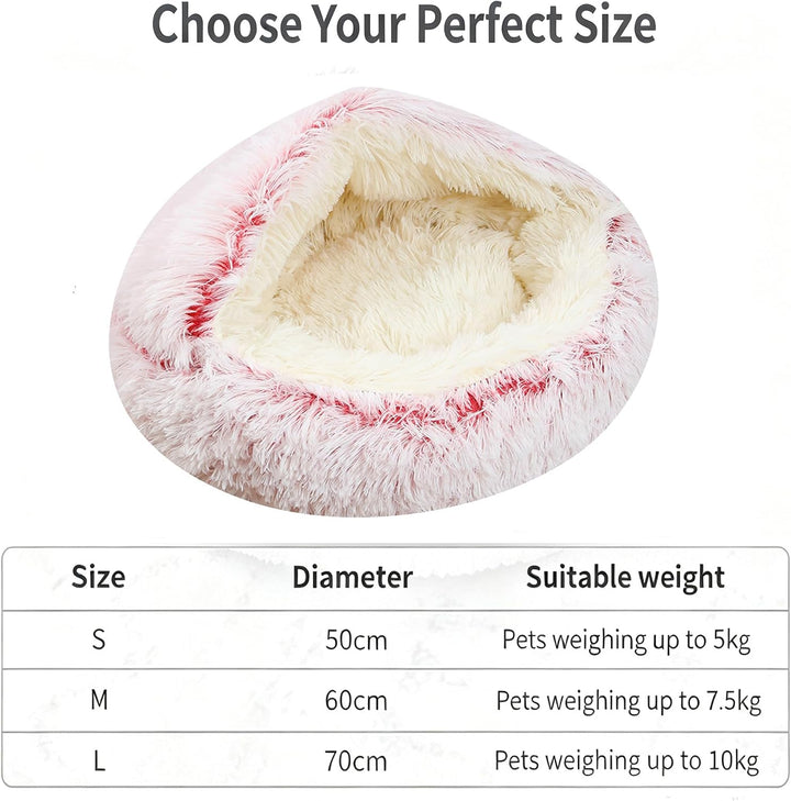 Flauschig Haustierbett Waschbar Katzenbett Hundebett Plüsch Katzenkissen Warm Kuschelbett mit Kapuze