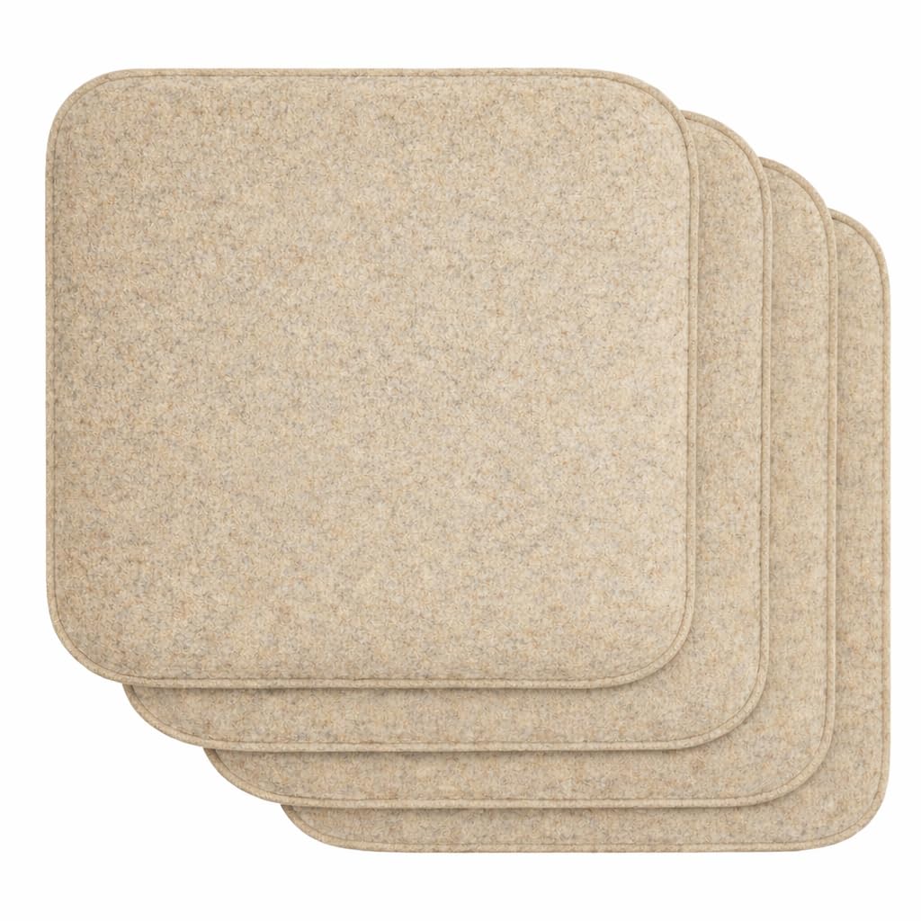 Brandsseller Sitzkissen Filz Eckig 4er Set 35x35x2 cm Stuhlkissen Sitzpolster Auflagen Taupe-Beige 4