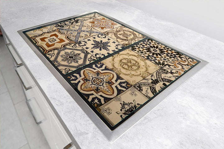 TMK ArtDeko Herdabdeckplatte 2 Teilig 40x52 + 35x52 cm - Spritzschutz Herdabdeckung – Herdschutz aus