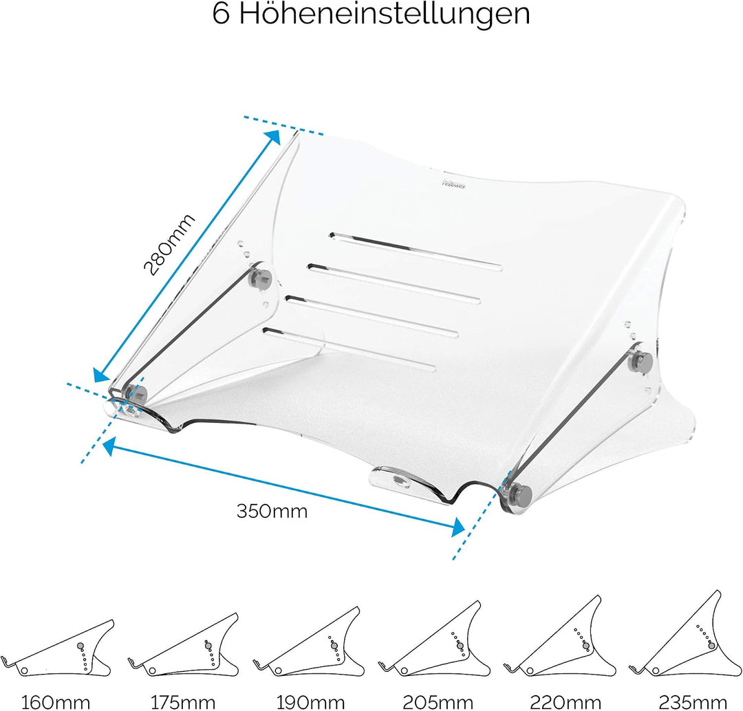 Fellowes Clarity Laptopständer, höhenverstellbar, transparent, Laptopständer
