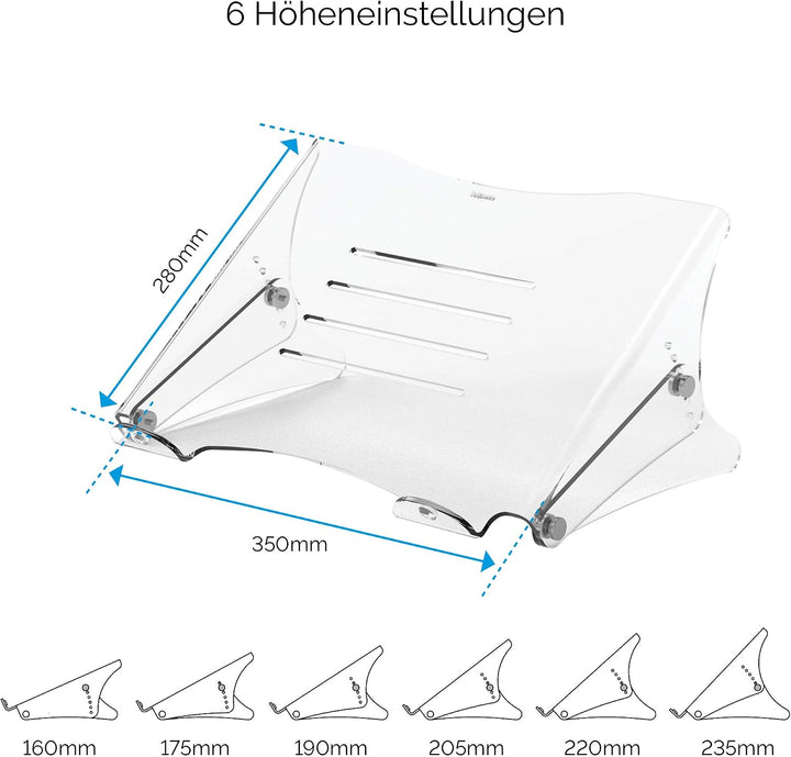 Fellowes Clarity Laptopständer, höhenverstellbar, transparent, Laptopständer