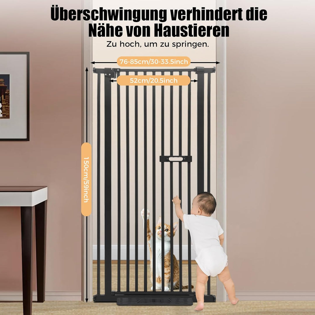 Treppengitter Schutzgitter für Haustiere Extra Hoch 150cm, Treppengitter Ohne Bohren Hundezaun Verse