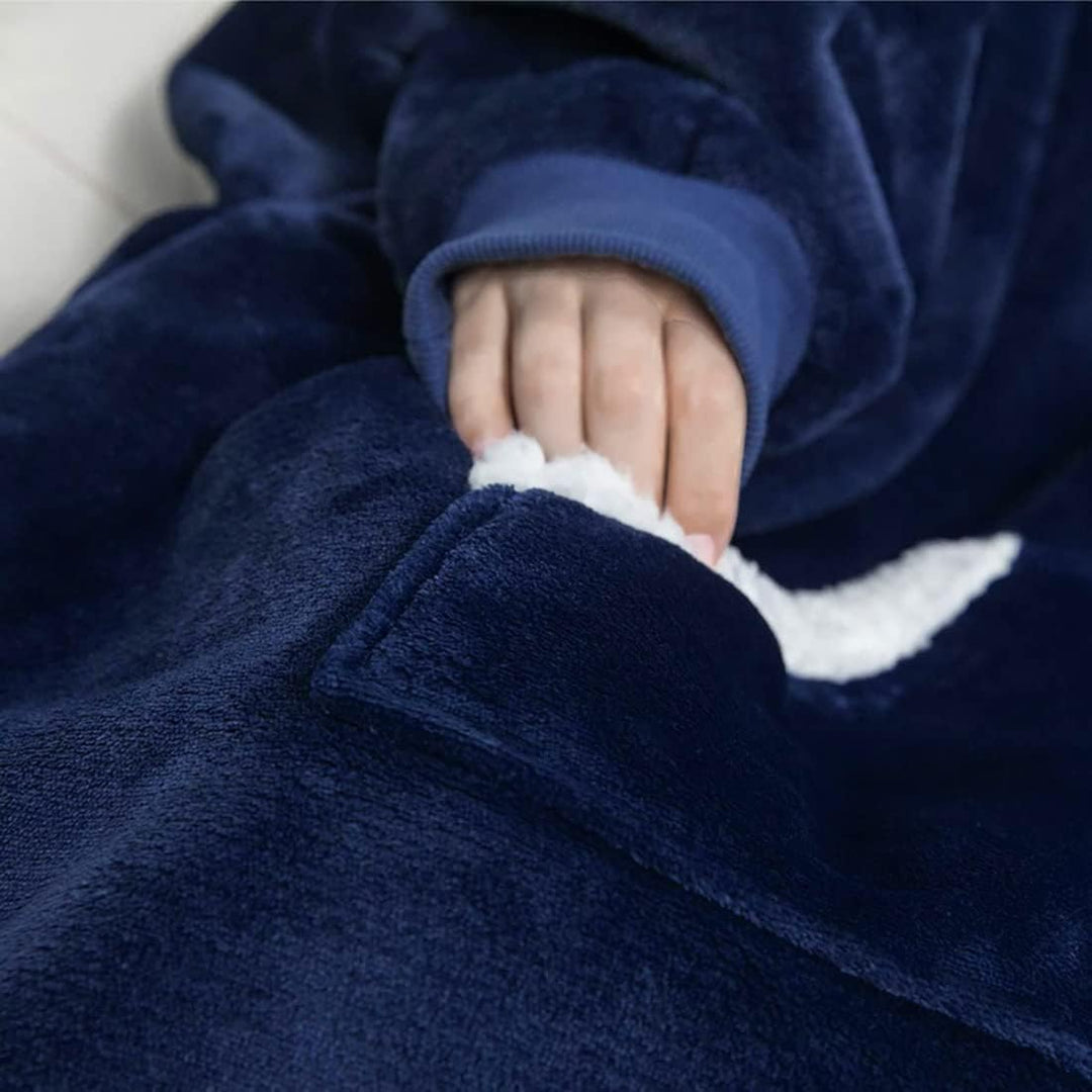 Übergrosse Hoodie Decke mit Taschen, Winter Super Weich und Bequem Damen Flanell Kapuzenpullover Kus