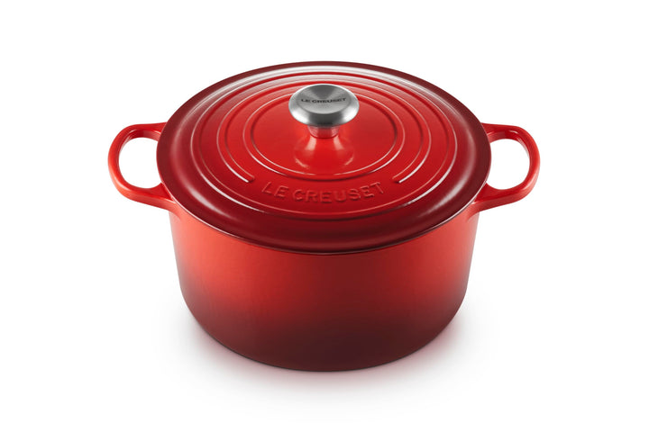 Le Creuset Hoher runder Bräter aus Gusseisen, 26cm, Kirschrot, 21195260602430, Kirschrot