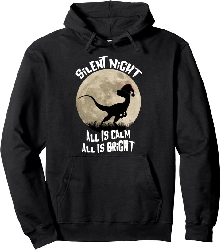 Velociraptor Santa Hat Dinosaur Ugly Christmas Sweater Pullover Hoodie