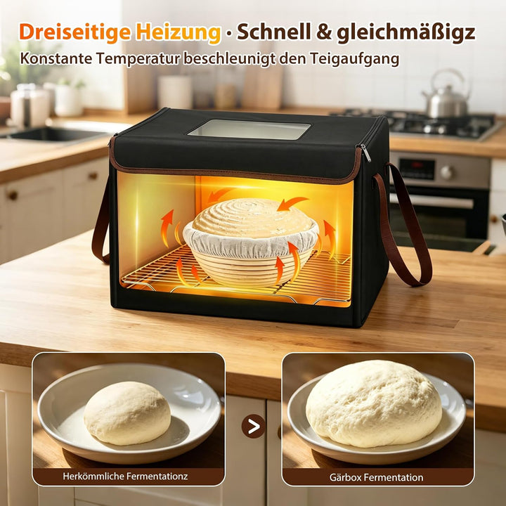 Teigfermentierbox Elektrisch - 10-45°C einstellbarer Brotfermentierer mit Timer, dreiseitige Heizung